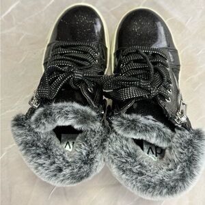 DV Glitter Black Fur Sneakers